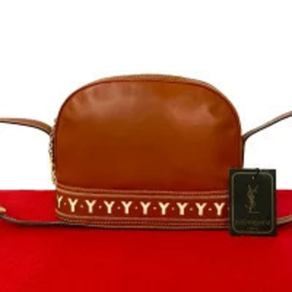 Saint Laurent Handbags - Saint Laurent L Cutout Leather Shoulder Bag Orange Brown